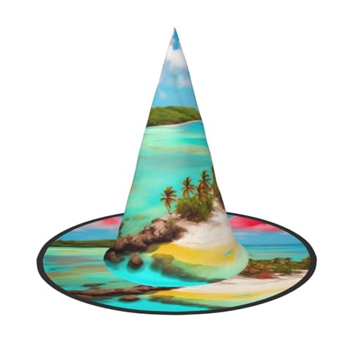 LiuMng Halloween-Hexenhüte für Frauen – 1 Karibiklandschaft Druck Zauberer Kostüm Kappe für Urlaub Party Zubehör Kopfbedeckung LiuMng Halloween-Hexenhüte für Frauen – 1 Karibiklandschaft Druck Zauberer Kostüm Kappe für Urlaub Party Zubehör Kopfbedeckung von LiuMng