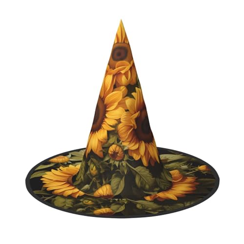 LiuMng Halloween-Hexenhüte für Frauen – 1 mit gelbem Sonnenblumen-Druck, Zauberer-Kostümkappe, für Urlaubsparty-Accessoire, Kopfbedeckung LiuMng Halloween-Hexenhüte für Frauen – 1 mit gelbem Sonnenblumen-Druck, Zauberer-Kostümkappe, für Urlaubsparty-Accessoire, Kopfbedeckung von LiuMng