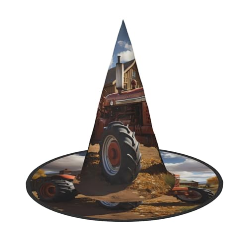 LiuMng Halloween-Hexenhüte für Frauen – 1 rote Traktor-Druck-Zauberer-Kostümkappe, für Urlaubsparty-Accessoire, Kopfbedeckung LiuMng Halloween-Hexenhüte für Frauen – 1 rote Traktor-Druck-Zauberer-Kostümkappe, für Urlaubsparty-Accessoire, Kopfbedeckung von LiuMng