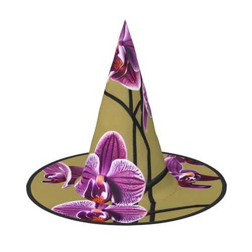 LiuMng Halloween-Hexenhüte für Frauen – 1 schöne Orchideen-Druck-Zauberer-Kostümkappe, für Urlaubsparty-Accessoire, Kopfbedeckung von LiuMng