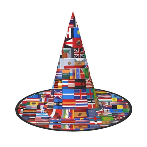 LiuMng Halloween-Hexenhüte für Frauen – 1 verschiedene Flaggen-Druck, Zauberer-Kostümkappe, für Urlaub, Party, Accessoire, Kopfbedeckung LiuMng Halloween-Hexenhüte für Frauen – 1 verschiedene Flaggen-Druck, Zauberer-Kostümkappe, für Urlaub, Party, Accessoire, Kopfbedeckung von LiuMng