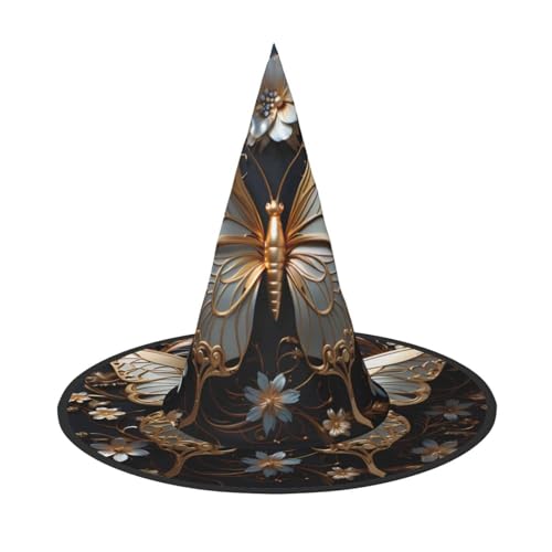 LiuMng Halloween-Hexenhüte für Frauen – 3 Stück, goldfarbene weiße Schmetterlinge, Zauberer-Kostümkappe, für Urlaub, Party, Accessoire, Kopfbedeckung LiuMng Halloween-Hexenhüte für Frauen – 3 Stück, goldfarbene weiße Schmetterlinge, Zauberer-Kostümkappe, für Urlaub, Party, Accessoire, Kopfbedeckung von LiuMng