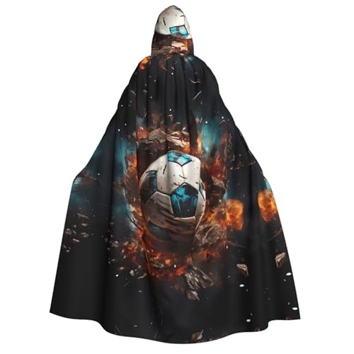 LiuMng Halloween-Kapuzenumhang für Erwachsene, Feuerwerkskörper, Fußball-Druck, Unisex, Zauberer-Umhang, für Urlaub, Party, Cosplay-Kostüme von LiuMng
