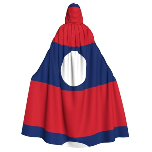 LiuMng Halloween-Kapuzenumhang für Erwachsene, Flagge von Laos, Unisex, Zauberer-Umhang, für Urlaub, Party, Cosplay-Kostüme von LiuMng