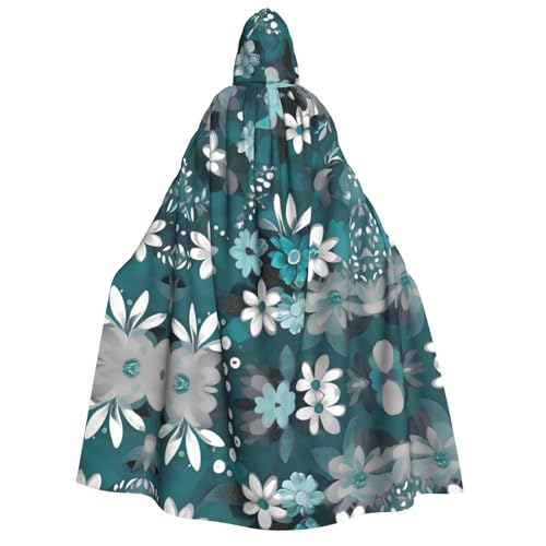 LiuMng Halloween-Kapuzenumhang für Erwachsene, blaugrün, grau und weiß, Blumendruck, Unisex, Zauberer-Robe, Umhang, für Urlaub, Party, Cosplay-Kostüme LiuMng Halloween-Kapuzenumhang für Erwachsene, blaugrün, grau und weiß, Blumendruck, Unisex, Zauberer-Robe, Umhang, für Urlaub, Party, Cosplay-Kostüme von LiuMng
