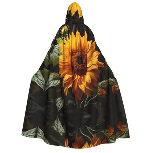 LiuMng Halloween-Kapuzenumhang für Erwachsene, gelbe Sonnenblume auf braunem Hintergrund, Unisex, Zauberer-Umhang, für Urlaub, Party, Cosplay-Kostüme LiuMng Halloween-Kapuzenumhang für Erwachsene, gelbe Sonnenblume auf braunem Hintergrund, Unisex, Zauberer-Umhang, für Urlaub, Party, Cosplay-Kostüme von LiuMng