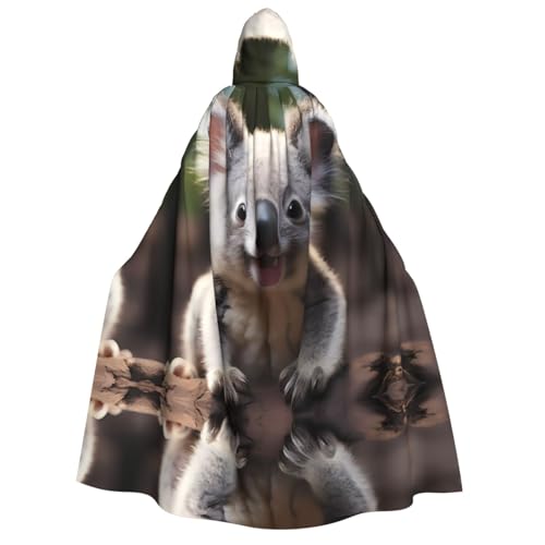 LiuMng Halloween-Kapuzenumhang für Erwachsene, niedlicher Koala-Druck, Unisex, Zauberer-Umhang, für Urlaub, Party, Cosplay-Kostüme von LiuMng