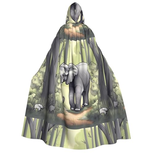 LiuMng Halloween-Umhang mit Kapuze, Elefanten-Druck, Unisex, Zauberer-Umhang, für Urlaub, Party, Cosplay-Kostüme von LiuMng