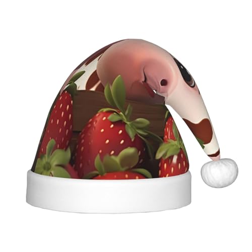 LiuMng Kuh und Erdbeeren Weihnachtsmütze, Unisex Plüsch Klassische Weihnachtsmannmütze/Weich Bequem für Neujahr Festliche Party Supplies LiuMng Kuh und Erdbeeren Weihnachtsmütze, Unisex Plüsch Klassische Weihnachtsmannmütze/Weich Bequem für Neujahr Festliche Party Supplies von LiuMng