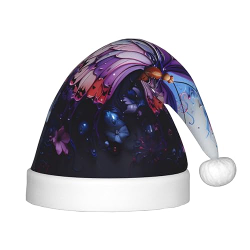 LiuMng Lila Schmetterling Blumen Weihnachtsmütze, Unisex Weihnachtsmannmütze/Weich Bequem für Neujahr Festliche Party LiuMng Lila Schmetterling Blumen Weihnachtsmütze, Unisex Weihnachtsmannmütze/Weich Bequem für Neujahr Festliche Party von LiuMng