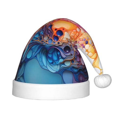 LiuMng Mehrfarbige Marmorier-Weihnachtsmütze, Unisex, Plüsch, klassisch, Weihnachtsmannmütze, weich, bequem, für Neujahrsparty LiuMng Mehrfarbige Marmorier-Weihnachtsmütze, Unisex, Plüsch, klassisch, Weihnachtsmannmütze, weich, bequem, für Neujahrsparty von LiuMng
