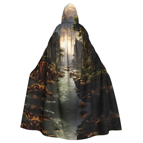 LiuMng Mountains and Rivers Unisex Kapuzenumhang – langer Umhang für Halloween, Cosplay, Kostüme und Zauberer Rollenspiele von LiuMng