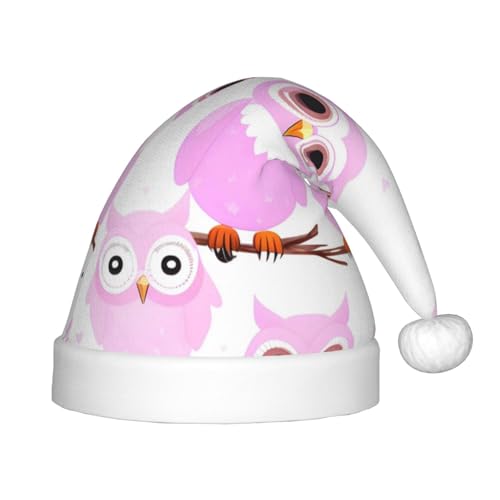 LiuMng Niedliche Eule Weihnachtsmütze, Unisex Plüsch Klassische Weihnachtsmannmütze/Weich Bequem für Neujahr Festliche Party Supplies von LiuMng