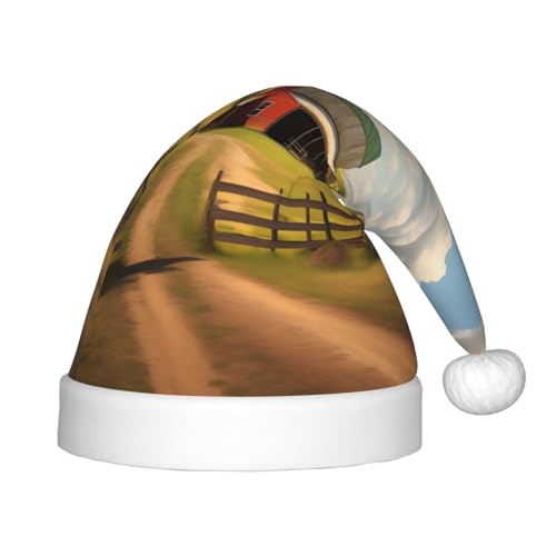 LiuMng Ranch View Weihnachtsmütze, Unisex Plüsch Klassische Weihnachtsmannmütze/Weich Bequem für Neujahr Festliche Party Supplies von LiuMng