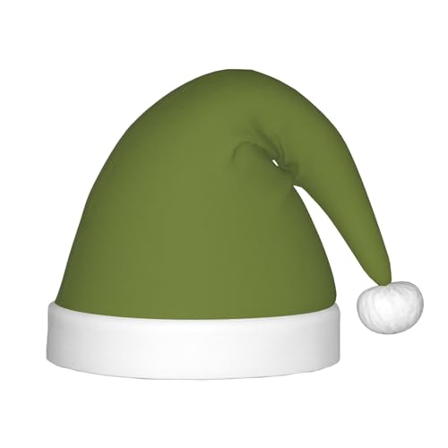 LiuMng Solide dunkelgrüne Weihnachtsmütze, Unisex, Plüsch, klassisch, Weihnachtsmannmütze, weich, bequem, für Neujahr, Festliches Partyzubehör von LiuMng
