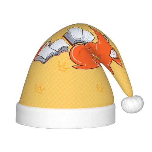 LiuMng Sonnenblumenkerne und Füchse Weihnachtsmütze, Unisex, Plüsch, klassisch, Weihnachtsmannmütze, weich, bequem, für Neujahrsfest, Partyzubehör von LiuMng