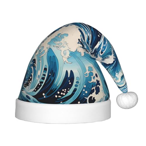 LiuMng Ukiyo-e Stil Wellen Weihnachtsmütze, Unisex Santa Claus Hut/Weich Bequem für Neujahr Festliche Party Supplies LiuMng Ukiyo-e Stil Wellen Weihnachtsmütze, Unisex Santa Claus Hut/Weich Bequem für Neujahr Festliche Party Supplies von LiuMng