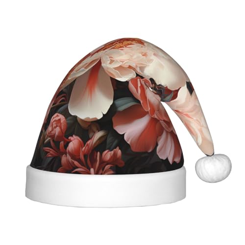LiuMng Weihnachtsmütze, hellweiße Pfingstrosen, Unisex, Plüsch, klassisch, Weihnachtsmannmütze, weich, bequem, für Neujahrsparty LiuMng Weihnachtsmütze, hellweiße Pfingstrosen, Unisex, Plüsch, klassisch, Weihnachtsmannmütze, weich, bequem, für Neujahrsparty von LiuMng
