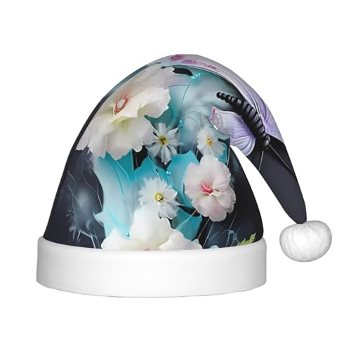 LiuMng Weiße Schmetterlings-Weihnachtsmütze, Unisex, klassisch, Weihnachtsmannmütze, weich, bequem, für Neujahr, Festliches Partyzubehör LiuMng Weiße Schmetterlings-Weihnachtsmütze, Unisex, klassisch, Weihnachtsmannmütze, weich, bequem, für Neujahr, Festliches Partyzubehör von LiuMng