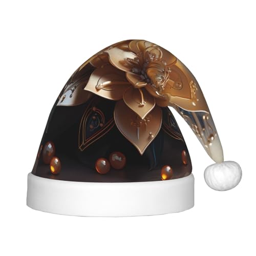 LiuMng Weiße zarte Lotusblüte Weihnachtsmütze, Unisex, Plüsch, klassisch, Weihnachtsmannmütze, weich, bequem, für Neujahrsparty von LiuMng