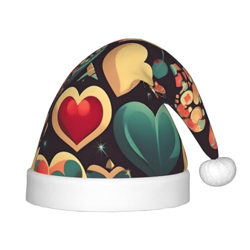 Weihnachtsmütze mit Herz-Motiv, klassische Weihnachtsmannmütze, weich, bequem, für Neujahrsfest, Partyzubehör Weihnachtsmütze mit Herz-Motiv, klassische Weihnachtsmannmütze, weich, bequem, für Neujahrsfest, Partyzubehör von LiuMng