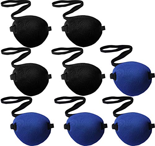 Liuer 8PCS Pirat Augenklappe Augenmaske des Augenblende Verstellbar mit Schnalle Eye Patches für Erwachsene und Kinder Amblyopie Korrektur Amblyopie(Schwarz,Blau) von Liuer