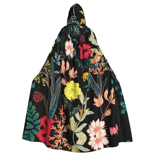 Liulannq Buntes Boho-Blumenmuster, Halloween, Unisex, Kapuzenumhang, Weihnachts-Maskerade-Kostüm, Vampir-Hexenkostüm, exquisites Zubehör. von Liulannq