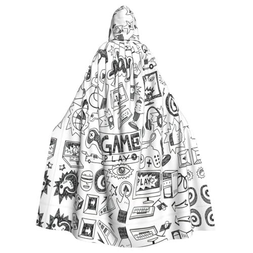 Liulannq Monochrome Sketch Style Gaming Halloween Unisex Hooded Cloak, Christmas Maskerade Costume, Adult Vampire Witch Costume, Exquisite Accessories von Liulannq