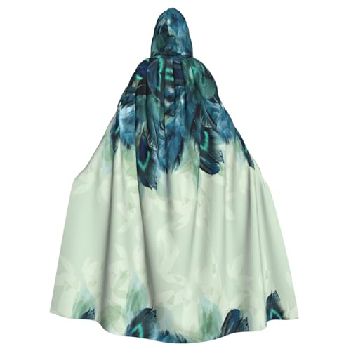 Liulannq Pfauenfedermuster Halloween Unisex Kapuzenumhang Weihnachten Maskerade Kostüm Erwachsene Vampir Hexe Kostüm Exquisites Zubehör von Liulannq