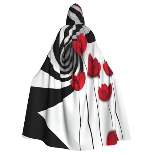 Liulannq Rote Blume Vortex Spirale Halloween Unisex Kapuzenumhang Weihnachten Maskerade Kostüm Erwachsene Vampir Hexe Kostüm Exquisites Zubehör von Liulannq