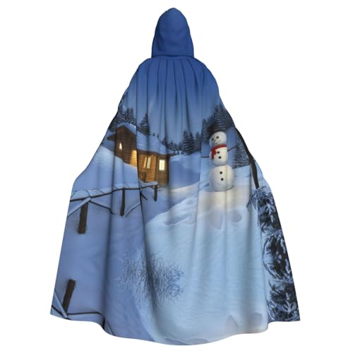 Liulannq Rustikales Holzhaus Landschaft, Halloween, Unisex, Kapuzenumhang, Weihnachts-Maskerade-Kostüm, Erwachsenenkostüm, Vampir-Hexenkostüm, exquisites Zubehör von Liulannq
