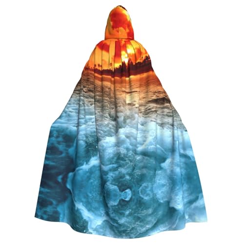 Liulannq The Beach Sunset Halloween Unisex Hooded Cloak, Christmas Maskerade Costume, Adult Vampire Witch Costume, Exquisite Accessories von Liulannq