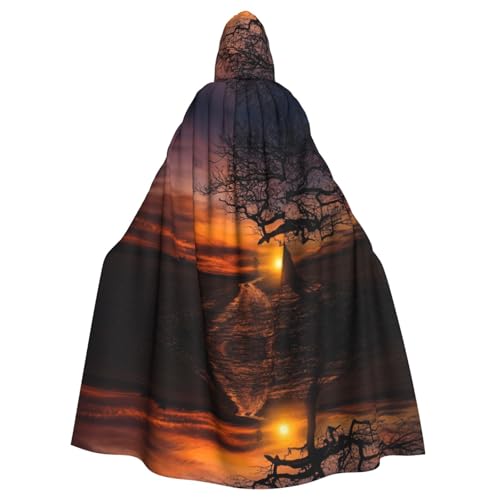 Liulannq Tree At Golden Sunset Halloween Unisex Hooded Cloak, Christmas Maskerade Costume, Adult Vampire Witch Costume, Exquisite Accessories von Liulannq