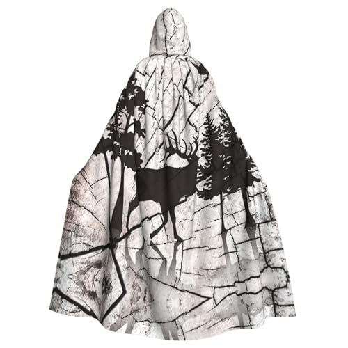 Liulannq Wilder Elch Schwarze Silhouette Halloween Unisex Kapuzenumhang Weihnachten Maskerade Kostüm Erwachsene Vampir Hexe Kostüm Exquisites Zubehör von Liulannq
