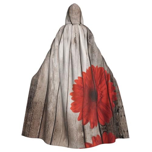 Liulannq Wooden Board Retro Flower Red Dahlia Halloween Unisex Hooded Cloak, Christmas Maskerade Costume, Adult Vampire Witch Costume, Exquisite Accessories Liulannq Wooden Board Retro Flower Red Dahlia Halloween Unisex Hooded Cloak, Christmas Maskerade Costume, Adult Vampire Witch Costume, Exquisite Accessories von Liulannq