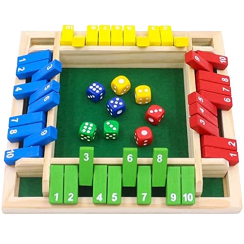Liummrcy Brettspiele, schließen Sie das Box Game 4 Spieler 4 Seiten Mathematikspiele mit 8 Würfel 2 Seiten Holz Brettspielen für Lernzahlen, Strategie und Risikomanagement von Liummrcy