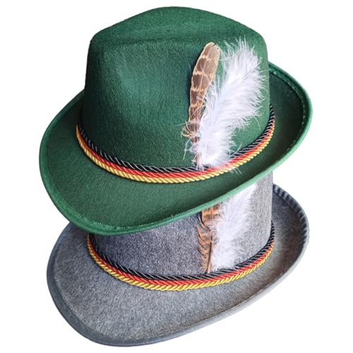 Liummrcy Festivalhut, 2PCS Green and Grey Herren Fedora Hüte mit Federn, klassische Retro -Kappen für Halloween -Kleider, Bierfestival -Rollenspiel Liummrcy Festivalhut, 2PCS Green and Grey Herren Fedora Hüte mit Federn, klassische Retro -Kappen für Halloween -Kleider, Bierfestival -Rollenspiel von Liummrcy