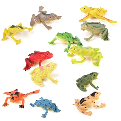 Liummrcy Froschspielzeug, Gummifrösche, 12-teiliges Kunststoff-Froschmodell-Set, bunter Simulationsfrosch, Mini-pädagogisches Frosch-Tierspielzeug für Kinder, Kinder von Liummrcy