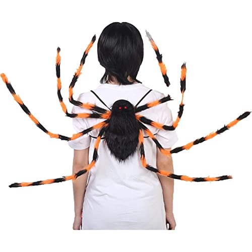 Liummrcy Halloween Erwachsener Spinnen -Rucksackkostüm Schwarzer farbenfroher Mann Spinnen Kleidung Lustige Frau Süßigkeitenbeutel 9 Beine Horror Plüschdekoration (farbenfroh), Halloween Dekorationen von Liummrcy