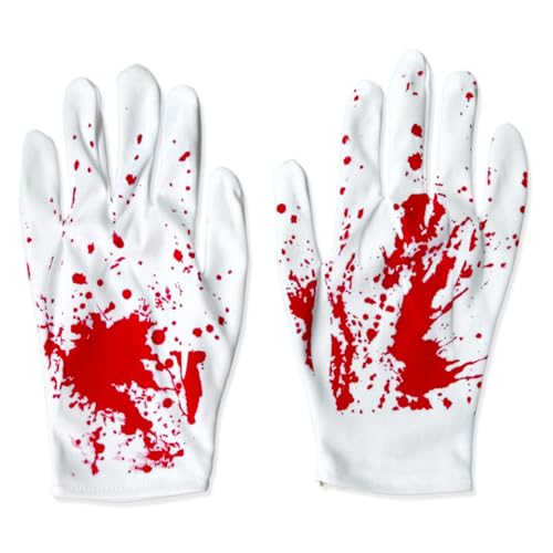 Liummrcy Handschuhe, 5x9 Blutspritzer Kurzhandschuhe Halloween Kostüme, gruselige Halloween -Requisiten für Frauen -Männer Cosplay -Party, Dekorationen von Liummrcy