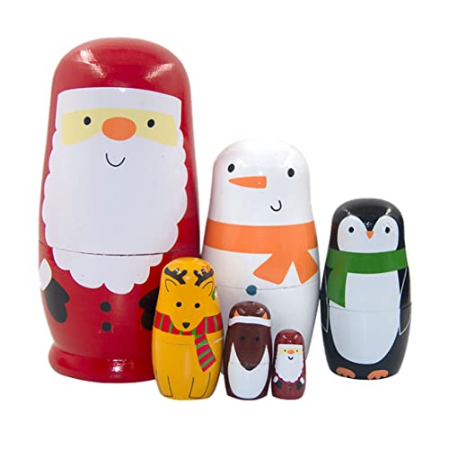 Liummrcy Hölzerne russische nistpuppen Santa Claus Penguin elk Snowman stapeln Puppen setze Weihnachtsspielzeuge 6PCs, Nistpuppen Liummrcy Hölzerne russische nistpuppen Santa Claus Penguin elk Snowman stapeln Puppen setze Weihnachtsspielzeuge 6PCs, Nistpuppen von Liummrcy