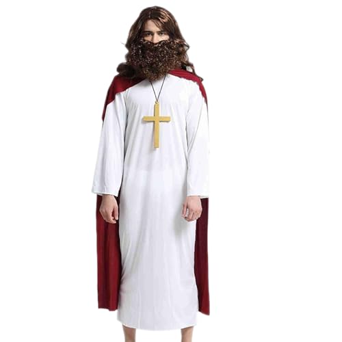 Liummrcy Jesus Kostüm Robe und Umhang Jesus Kostüm erwachsene Männer für Weihnachts-Cosplay-Party, geeignete Höhenbereich 64.9-72.8 von Liummrcy