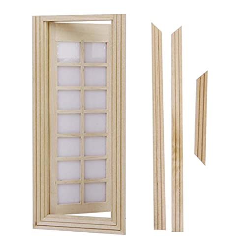 Liummrcy Miniaturholz Holztür, 6 Schleier Einfach Tür Fenster 1/12 Puppenhaus DIY Decor Accessoire, Miniaturpuppenhauszubehör von Liummrcy