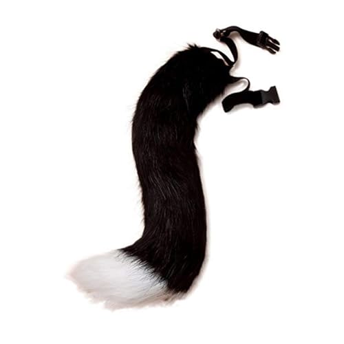 Liummrcy Therian Tail Bendable Fox Tail mit Metallskelett verstellbarer pelziger Mehrzweck -Wolf für Cosplay Halloween Weihnachtsfeier Kostüm One Size (Black+White), Kinder Kleinkinder von Liummrcy