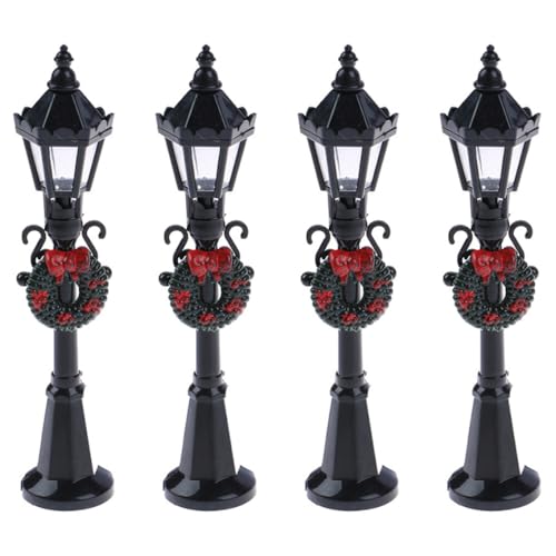 Weihnachtsschmuck, Mini Street Light Model Weihnachten Lampenposten Puppenhaus Lanternleuchten für Feengarten 4 PCs von Liummrcy