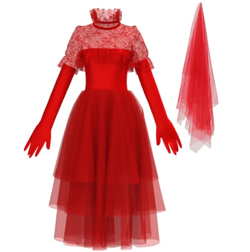 Liutali Käfer-Braut-Kostüm, Käfer, Horror-Film, Saft, Cosplay, Lydia, Deetz, Kleid, Halloween-Outfits (Rosa, XL) von Liutali