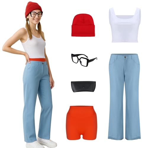 LiuzilaiST Tricky Subway-Kostüm-Set für Damen, Tank-Top, Shorts, Hose, Beanie, Brille, Outfit für Halloween, Cosplay, Größe M LiuzilaiST Tricky Subway-Kostüm-Set für Damen, Tank-Top, Shorts, Hose, Beanie, Brille, Outfit für Halloween, Cosplay, Größe M von LiuzilaiST