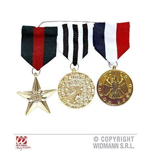 Lively Moments 3 Medaillen/Orden/Abzeichen für Faschingskostüm als Offizier oder Soldat/Kostüm Zubehör von Lively Moments