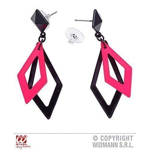 Lively Moments Freche pink - Schwarze Ohrringe passend zu Kostümen der 80er oder Disco von Lively Moments