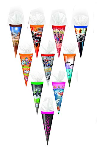 10x Schultüte / Zuckertüte / 25cm / mit Tüllverschluß / 10 verschiedene Motive 10x Schultüte / Zuckertüte / 25cm / mit Tüllverschluß / 10 verschiedene Motive von Livepac Office